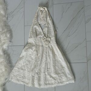 Guess Lace Halter Summer Dress with Floral Waist Detail